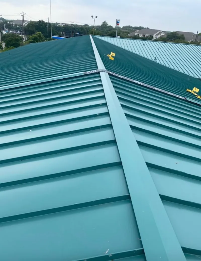 Green commercial metal roof ridge and valley for Metal Roof Repair in Big Bear Lake